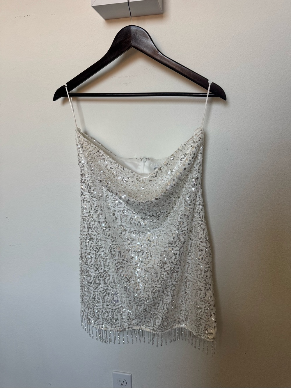 Fashion Nova White Sequin Cowl Neck Camisole